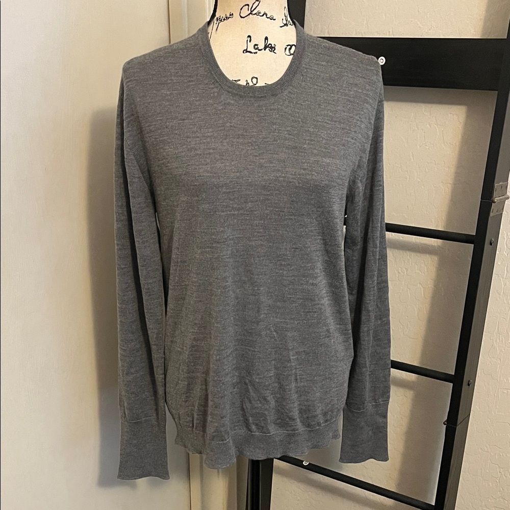 Officine Generale Nina C Neck Wool Silk Blend Gray Sweater Made In Italy Luxury